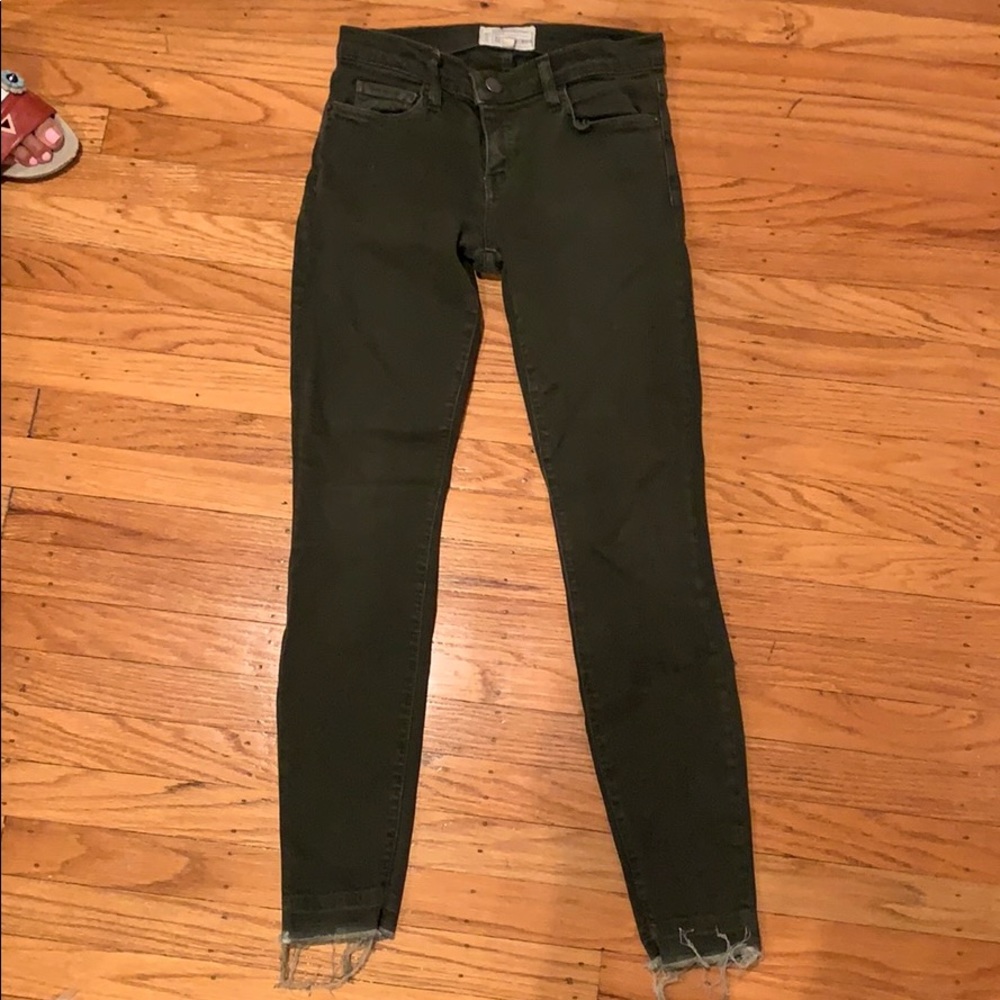 Current/Elliott army green jeans with frayed hem